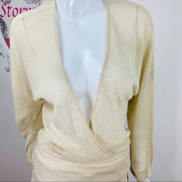 Cache Tops - Cache / Cream Gold Metallic Blouse